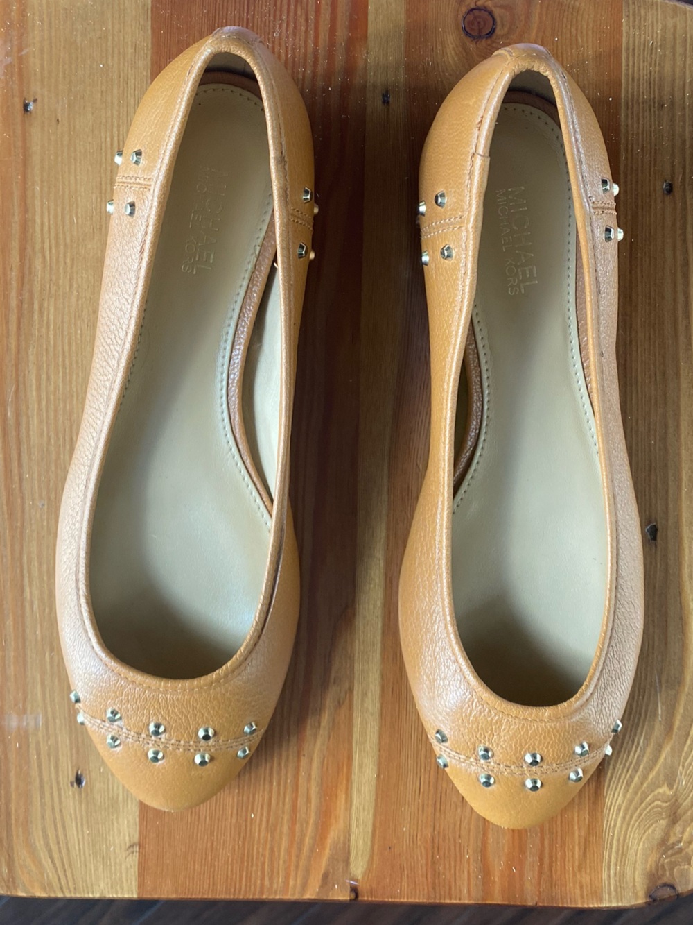 MICHAEL Michael Kors Tan Studded Ballet Flats